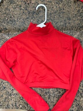 Women's Varsity Crimson Cheer Mock Neck Long Sleeve Top